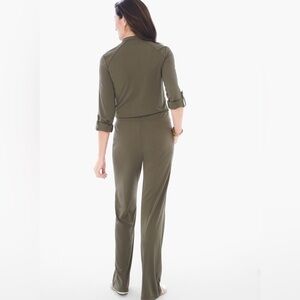 Chico’s Green Ruffled Utility Jumpsuit size 12